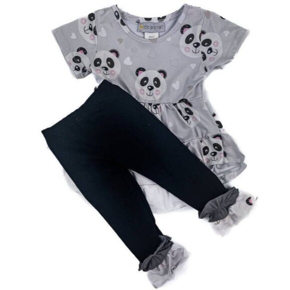 Girl's Panda Top & Leggings Set Adorable Two-Piece Outfit For Toddlers 3T - Picture 1 of 1